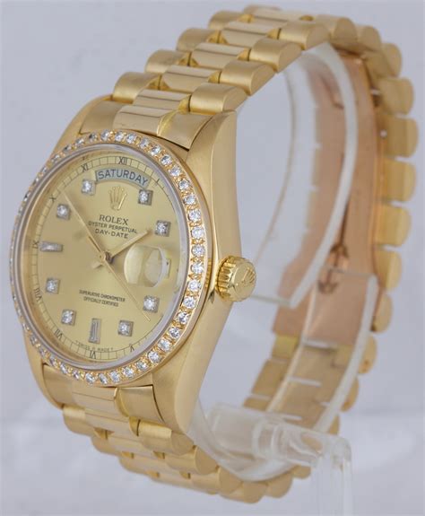 rolex president 18k gold diamond watch price|Rolex presidential diamond bezel price.